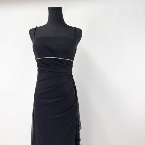 VINTAGE 90S STYLE BLACK EVENING LONG MAXI DRESS - Picture 7 of 12